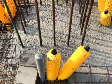 浙江建工某工地高低标号混凝土隔断拦茬气囊应用